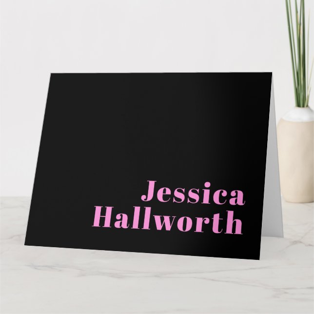 Retro-modern Editable Text | Black & Pink Card (Front)