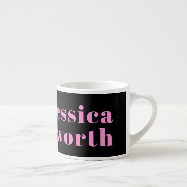 Retro-modern Editable Text | Black & Pink Espresso Cup (Right)
