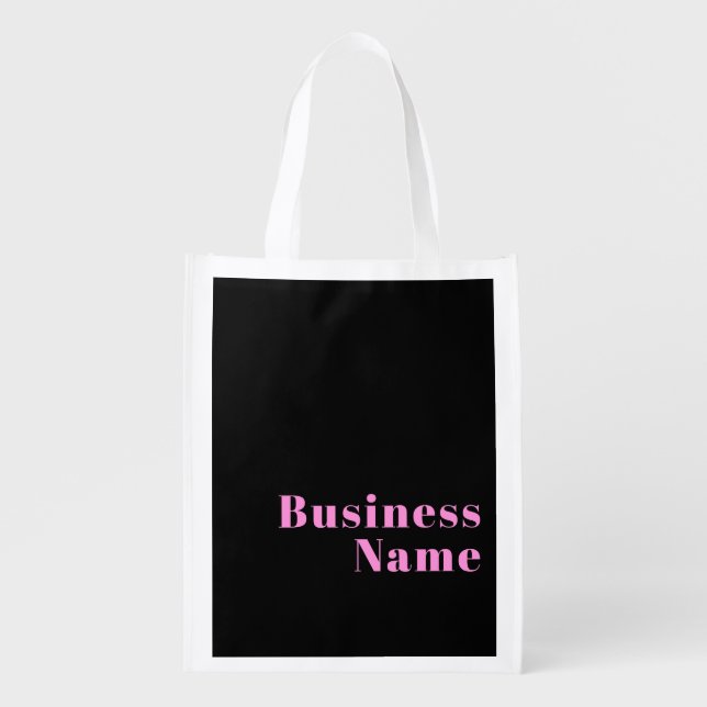 Retro-modern Editable Text | Black & Pink Grocery Bag (Front)
