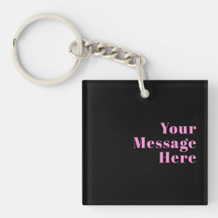 Retro-modern Editable Text   Black & Pink Keychain
