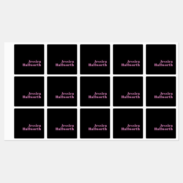Retro-modern Editable Text | Black & Pink Labels (Sheet)
