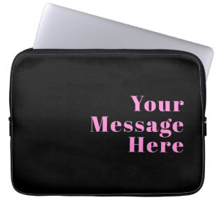 Retro-modern Editable Text Black & Pink Laptop Sleeve