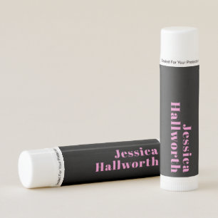 Retro-modern Editable Text Black & Pink Lip Balm