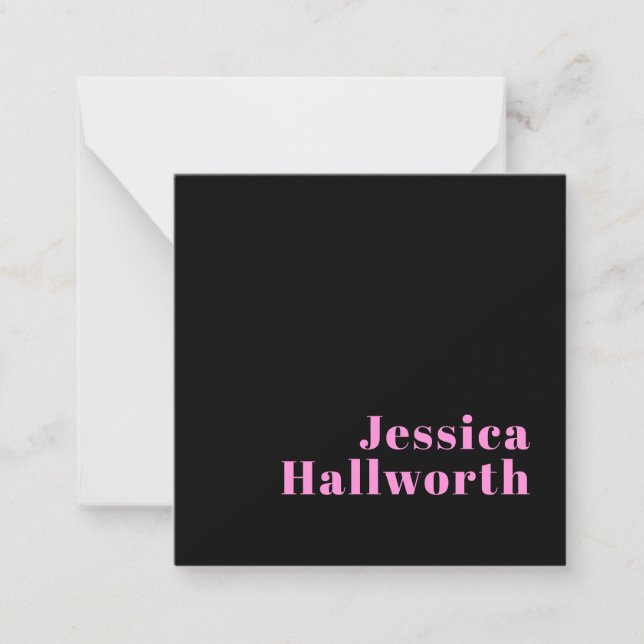 Retro-modern Editable Text | Black & Pink Note Card (Front)