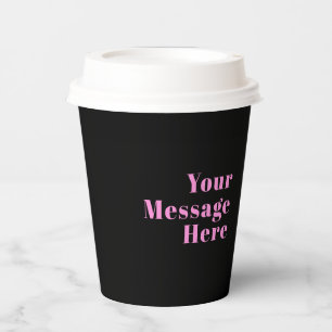 Retro-modern Editable Text Black & Pink Paper Cups