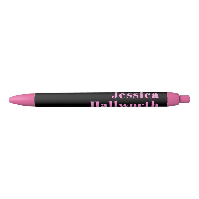 Retro-modern Editable Text | Black & Pink Pen (Front)