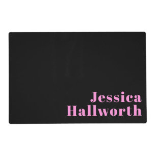 Retro-modern Editable Text   Black & Pink Placemat