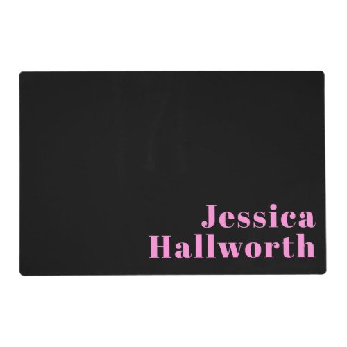 Retro-modern Editable Text | Black &amp; Pink Placemat