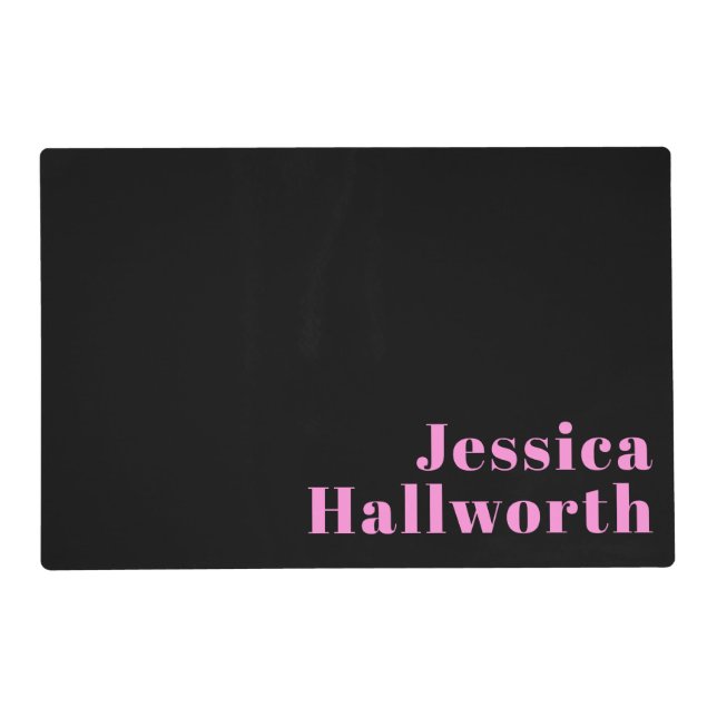 Retro-modern Editable Text | Black & Pink Placemat (Front)