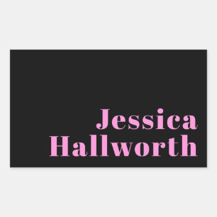 Retro-modern Editable Text Black & Pink Rectangular Sticker
