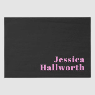 Retro-modern Editable Text Black & Pink Tissue Paper