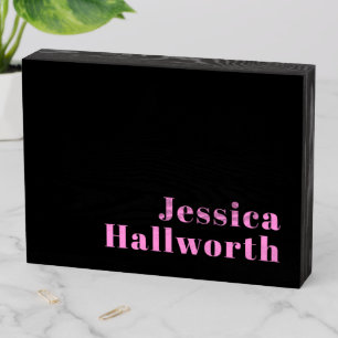 Retro-modern Editable Text Black & Pink Wooden Box Sign