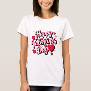 Retro Modern Elegant Happy Valentine's Day Hearts T-Shirt