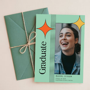 Retro Modern Elegant Photo Graduation Party Invitation