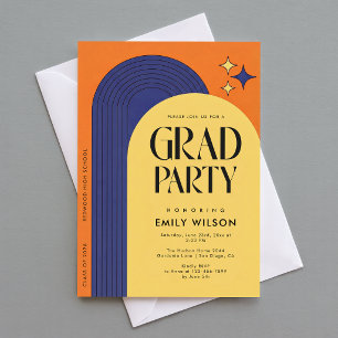 Retro Modern Elegant Script Graduation Party Invitation