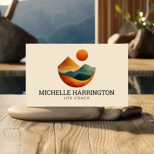 Retro Modern Elevated Peaks Life Coach Business Card