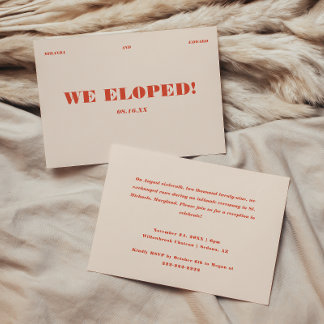 Retro Modern Elopement Wedding Reception Invitation
