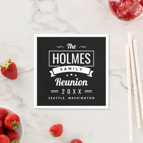 Retro Modern Family Reunion Logo Napkins