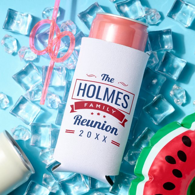 Retro Modern Family Reunion Logo Seltzer Can Cooler (In Situ Summer)