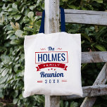 Retro Modern Family Reunion Logo Tote Bag<br><div class="desc">Create a custom keepsake Family Reunion tote bag for the whole family. Personalize it with your family name, the year, location or any other custom text. Click the Customize It button to change fonts and colors, add your own text and photos. Select from all of our clothing styles to create...</div>