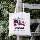 Retro Modern Family Reunion Logo Tote Bag<br><div class="desc">Create a custom keepsake Family Reunion tote bag for the whole family. Personalize it with your family name, the year, location or any other custom text. Click the Customize It button to change fonts and colors, add your own text and photos. Select from all of our clothing styles to create...</div>