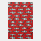 Modern Dark Red Gray Black Circles Kitchen Towels