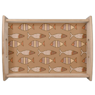 Retro Modern Fish, Tan, Beige and Light Brown Serving Tray