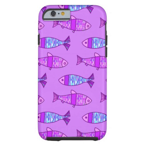 Retro Modern Fish Violet and Amethyst Purple Tough iPhone 6 Case