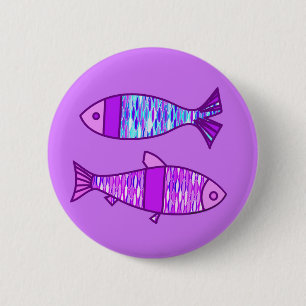 Retro Modern Fish, Violet, and Amethyst Purple Pinback Button