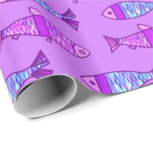 Retro Modern Fish, Violet, and Amethyst Purple Wrapping Paper