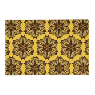 Retro modern floral pattern abstract yellow placemat