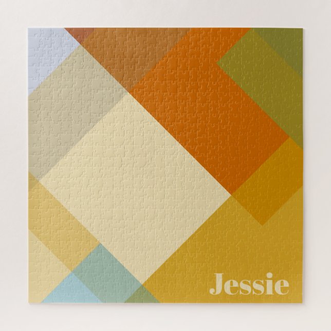 Retro-Modern Geometric Color Blocks Jigsaw Puzzle (Vertical)