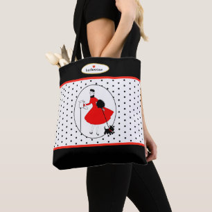 Retro Modern Glam Lady with Scottie Dog Tote Bag