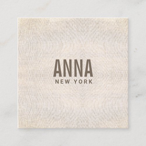 Retro Modern Gold Linen  Square Business Card