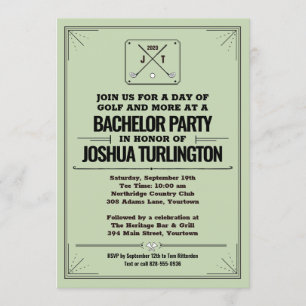 Retro Modern Golf Outing Bachelor Birthday Party Invitation