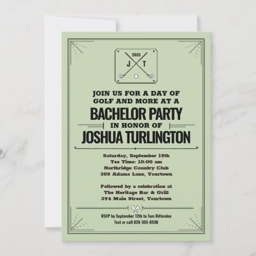 Retro Modern Golf Outing Bachelor Birthday Party Invitation