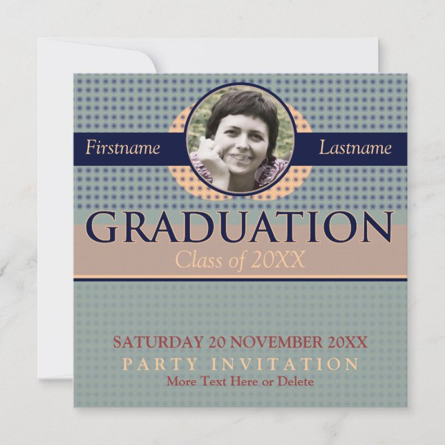 Retro Modern Graduation w/ Photo Invitation (Front)