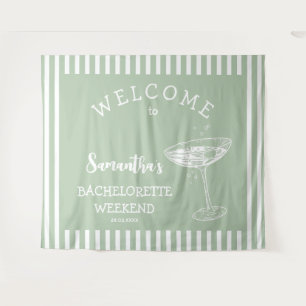 Retro Modern green Bachelorette Party Backdrop