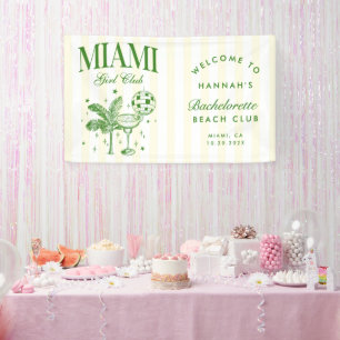 Retro Modern Green & Yellow Miami Bach Party Banner