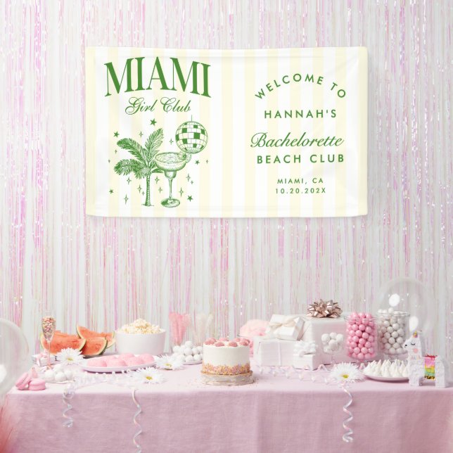 Retro Modern Green & Yellow Miami Bach Party Banner (Party)