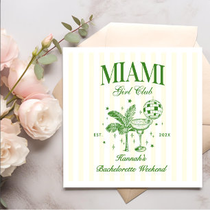 Retro Modern Green & Yellow Miami Bach Party Napkins