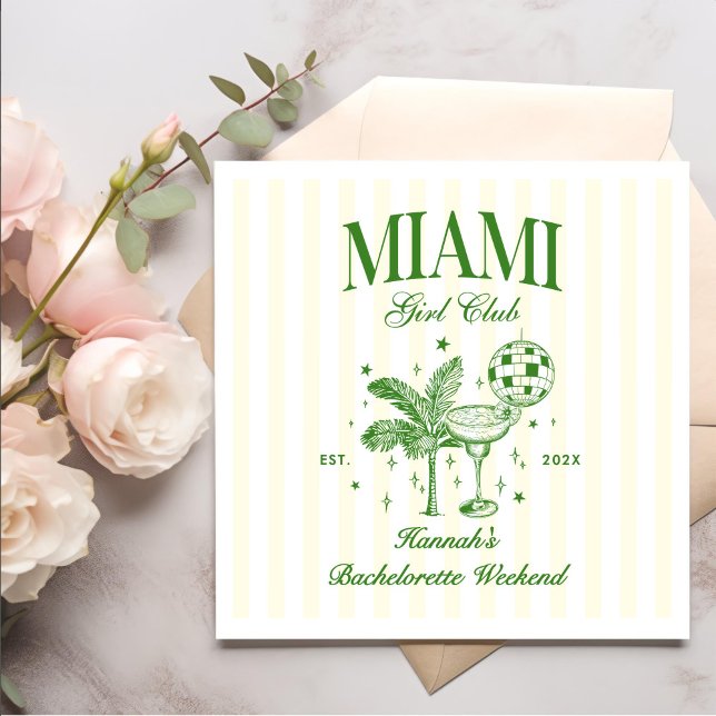 Retro Modern Green & Yellow Miami Bach Party Napkins (Creator Uploaded)