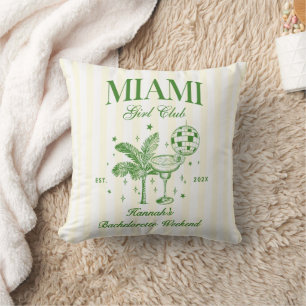 Retro Modern Green & Yellow Miami Bach Party Throw Pillow