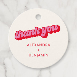 Retro Modern Groovy Bold Pink Red Custom Favor Tags