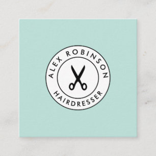 Retro modern hairdresser square business card