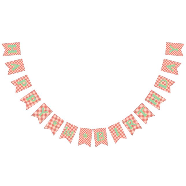 Retro Modern Happy 1st Birthday bunting  Bunting Flags (All)