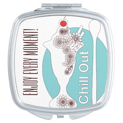 Retro Modern Ice Cream Sundae Chill Out Compact Mirror