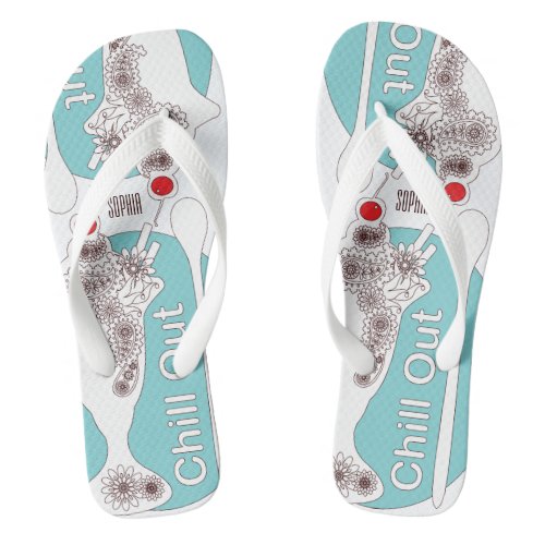 Retro Modern Ice Cream Sundae Chill Out Flip Flops