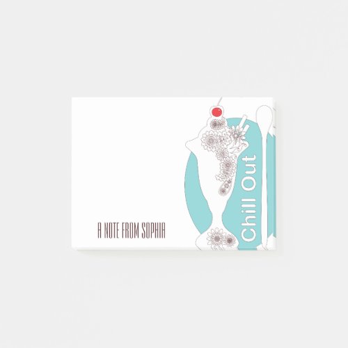 Retro Modern Ice Cream Sundae Chill Out Post_it Notes