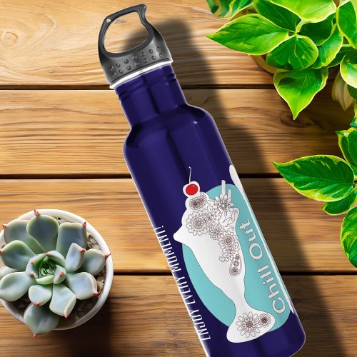 Retro Modern Ice Cream Sundae Chill Out Stainless Steel Water Bottle